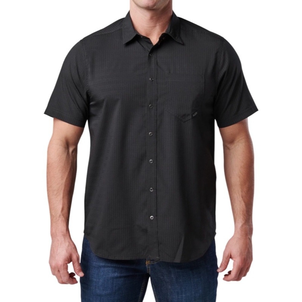 5.11 Tactical Men's Short Sleeve Button-Down Shirt in Black